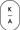 Black oval logo with 'K–A' text on a white background