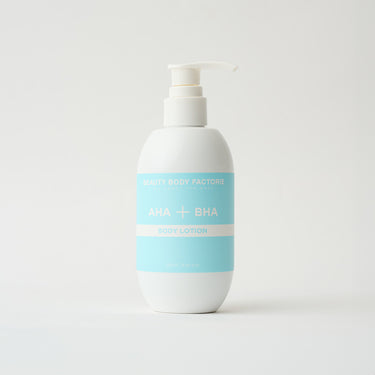 white bottle of body lotion with a light blue label