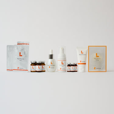 different skincare products lined up next to each other 